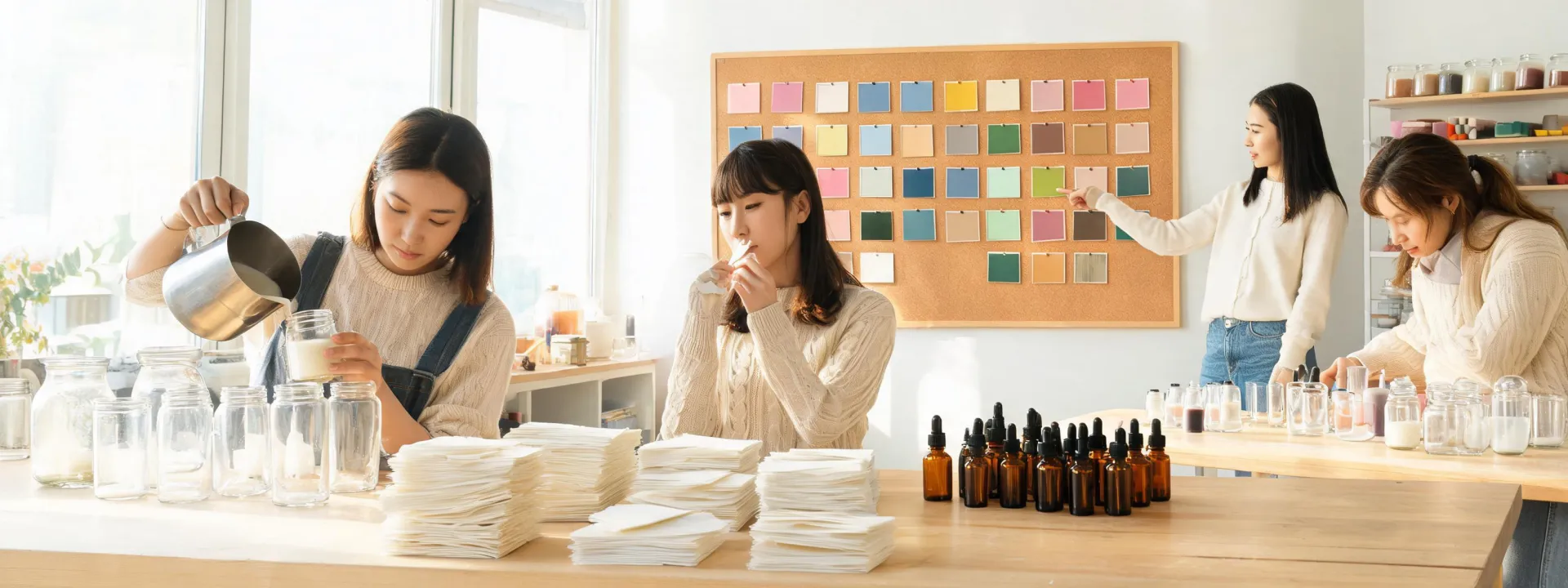 Voluspa creative fragrance lab with colorful candle vessels